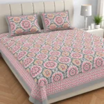 King Size Cotton Bedsheet with Traditional Paisley Floral Print - Image 3