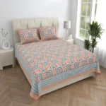 King Size Cotton Bedsheet with Traditional Paisley Floral Print - Image 4