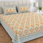 King Size Cotton Bedsheet with Traditional Geometric Paisley Diamond Print