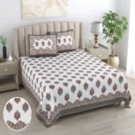 King Size Cotton Bedsheet with Traditional Paisley Buti Print