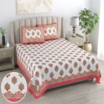King Size Cotton Bedsheet with Traditional Paisley Buti Print - Image 2