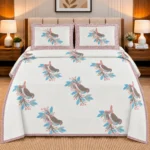 Reversible Double Bed Pure Cotton Dohar with Bird and Floral Branch Print - Image 3