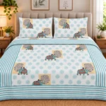 Reversible Double Bed Pure Cotton Dohar with Traditional Elephant and Floral Medallion Print - Image 2
