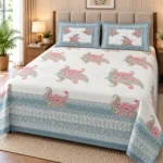 King Size Cotton Bedsheet and Dohar Combo Set with Traditional Paisley Print - Image 2