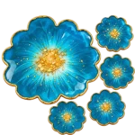 Flower Serving Tray With Four Coasters Set