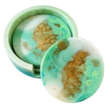 Green Gold Resin Coaster Set of 4